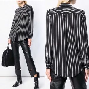 Equipment silk stripped blouse. Black and white.